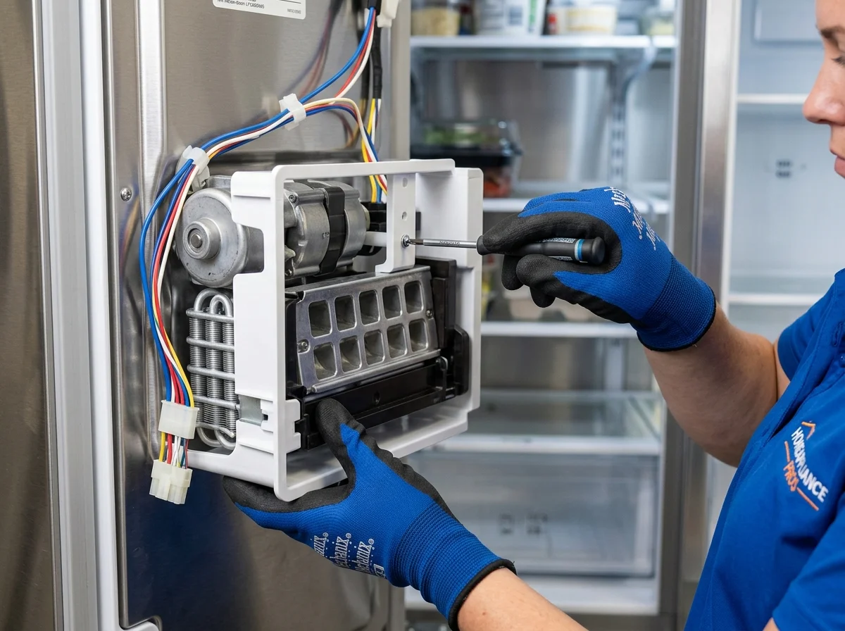 Clearwater technician repairing ice maker assembly
